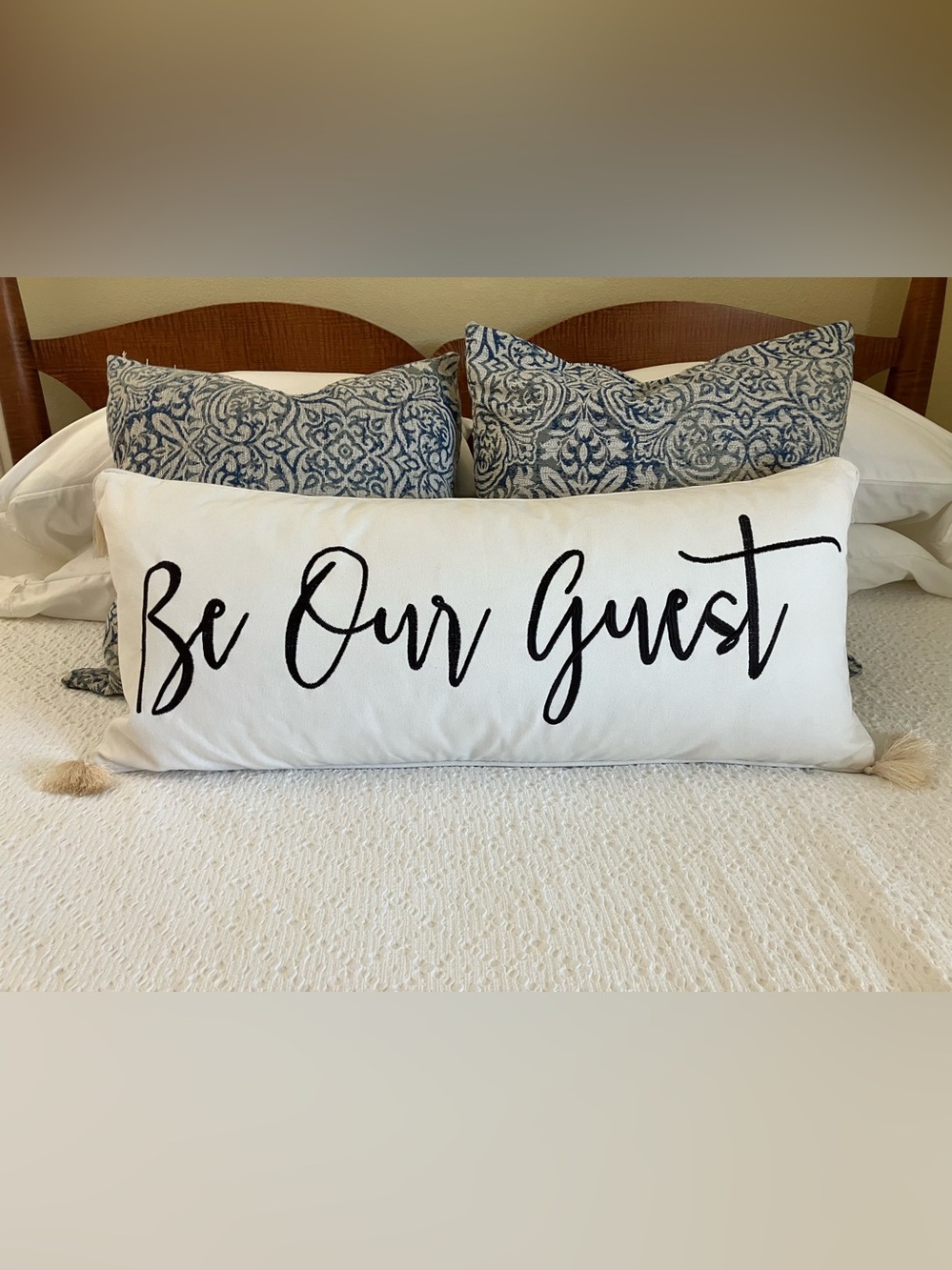 GrandinRoad "Be Our Guest" lumbar pillow